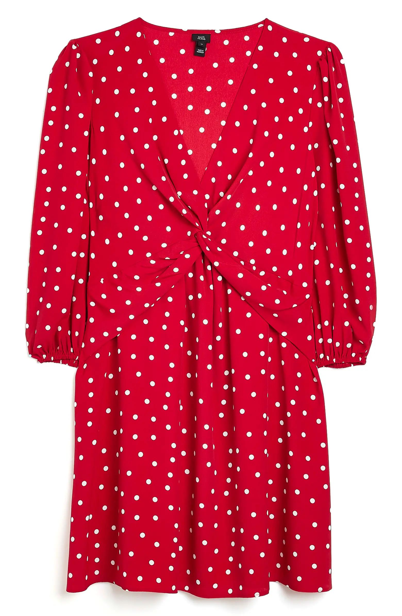 River Island Polka Dot Twist Front Minidress | Nordstrom | Nordstrom