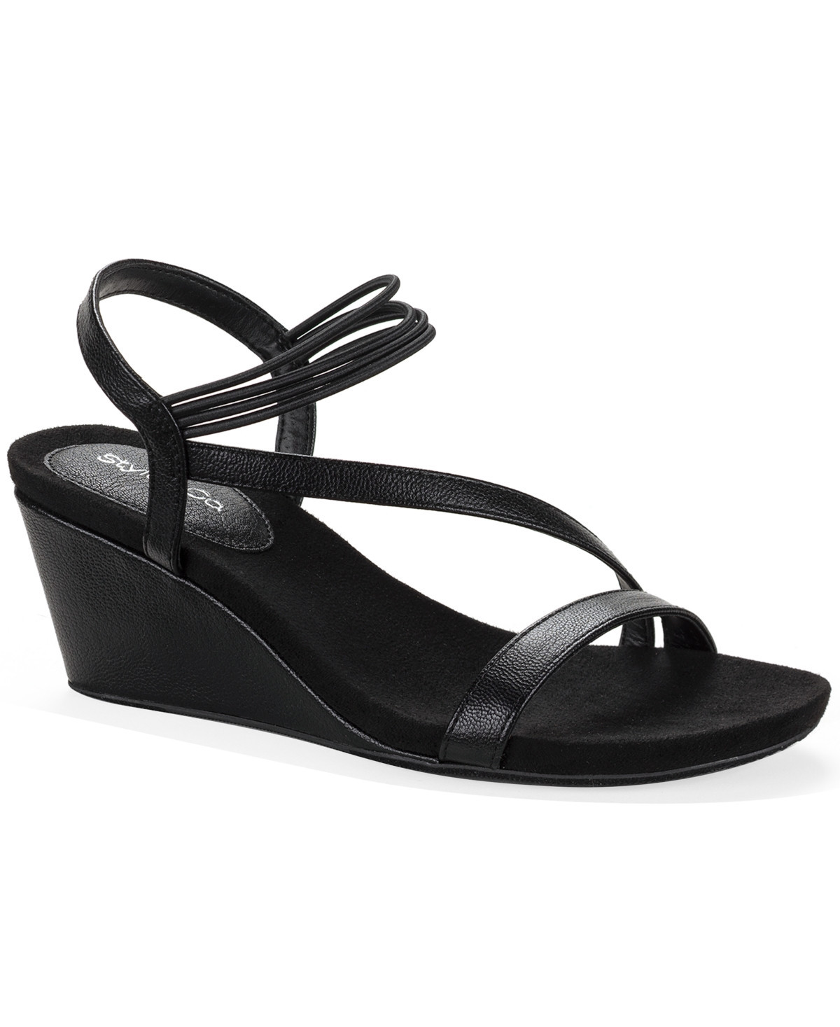 Style & Co Women's Madysonn Elastic Strappy Wedge Sandals, Macy's Exclusive - Black Beauty | Macy's