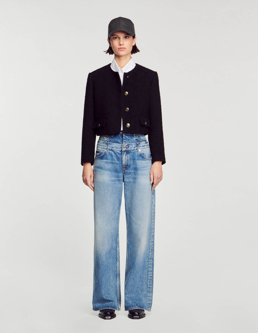 Cropped bouclé wool jacket | Sandro-Paris US