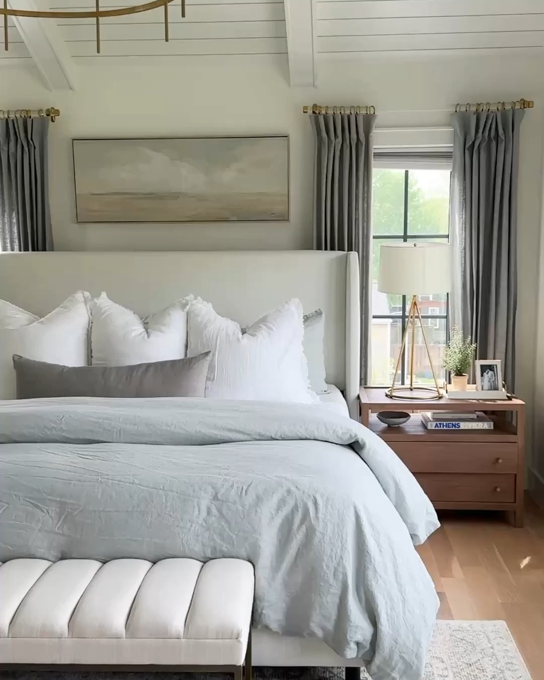 If you’re creating a calm, serene bedroom, these are the pieces I recommend over and over. My blue-gray linen duvet and sheets add soft color, while the organic cotton blanket and linen Euro shams create that layered, lived-in look. My viral Wayfair Tilly bed in Zuma White is the foundation of the space, paired with brass lighting, a whitewashed Pottery Barn dresser, oversized coastal art, and my favorite rug in our home—a muted vintage-inspired design layered with soft blue-gray, beige, and ivory that quietly ties the whole room together.

#LTKSaleAlert #LTKHome #LTKstorytime