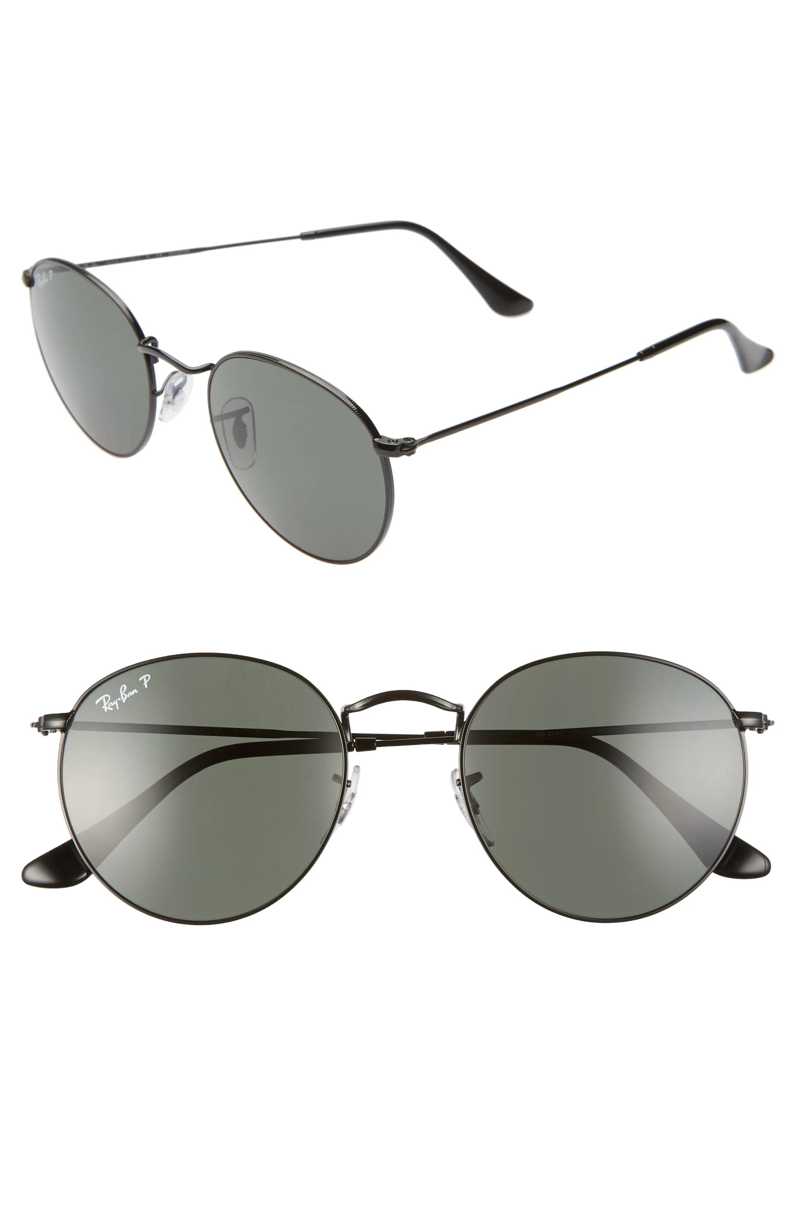 Women's Ray-Ban 53Mm Evolve Photochromic Round Sunglasses - Black/ Black Polar | Nordstrom