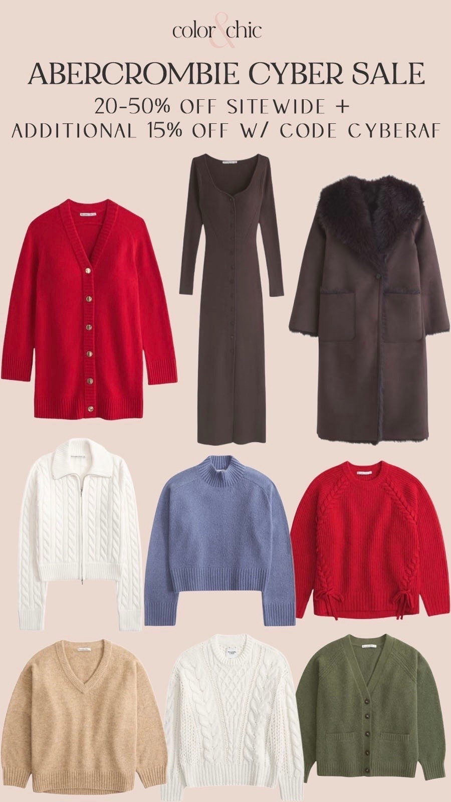 Abercrombie Black Friday and cyber Monday sale. All items 20-50% off with additional 15% off with code CYBERAF

#LTKootd #LTKSaleAlert #LTKCyberWeek