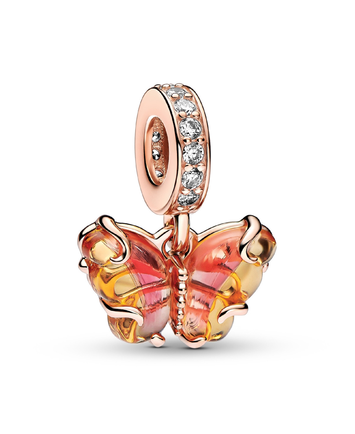 Pandora Rose 14K Gold-Plated Pink Yellow Murano Glass Butterfly Dangle Charm - Gold | Macy's