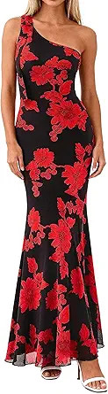 PRETTYGARDEN Womens Dresses, Floral One Shoulder Maxi, Mesh Bodycon Knit, Summer 2026, Ideal for ... | Amazon (US)