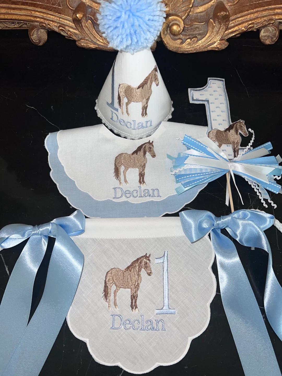 Boy's Horse Highchair Banner-Wall Banner For First Birthday-Horse Theme Bib-Quater Horse First Bi... | Etsy (US)