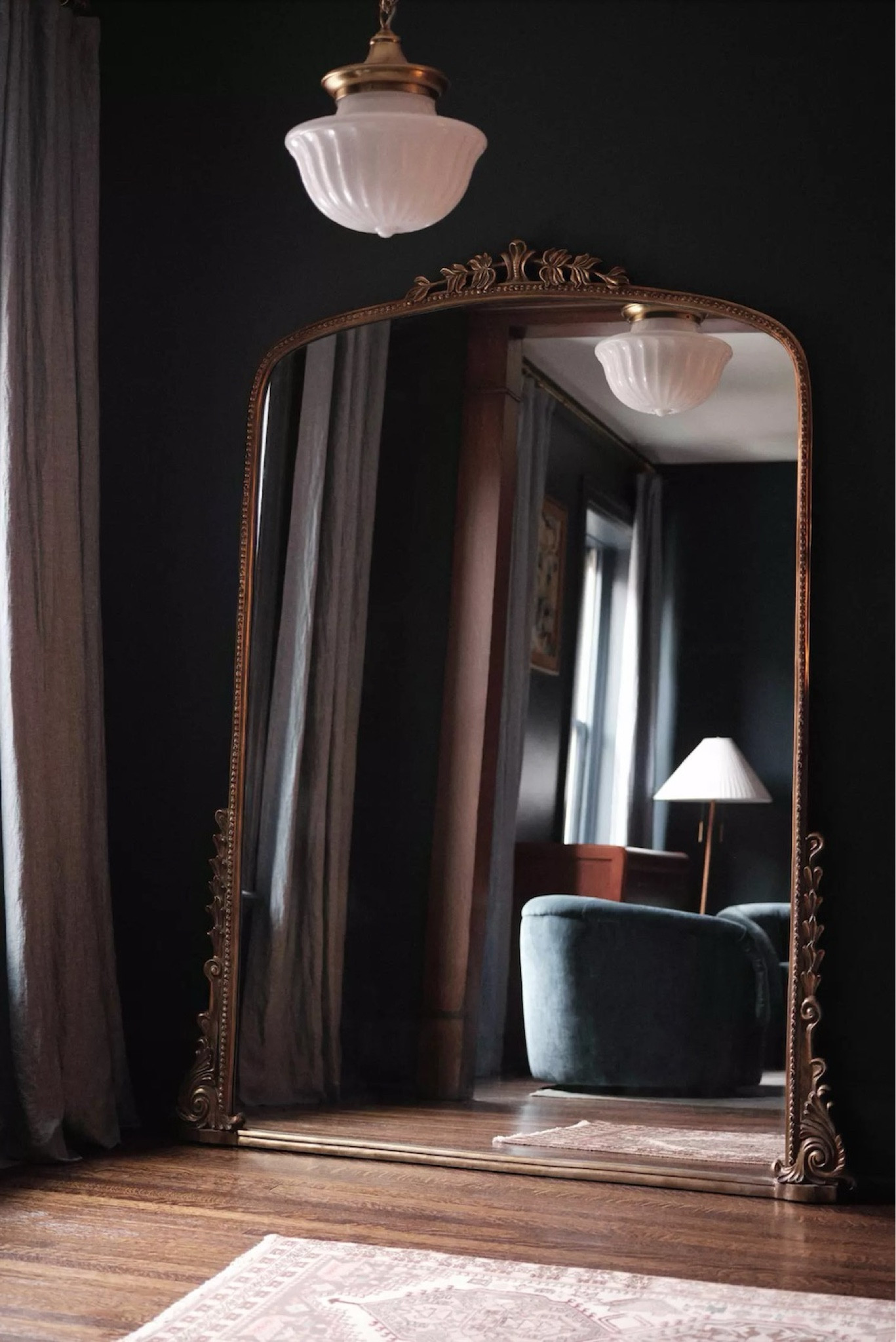 Large gold floor mirror. Oversized ornate traditional Parisian French inspired mirror oil rubbed gold brushed bronze massive giant big leaner leaning floor mirror. Organic classic modern unique eclectic New York loft penthouse inspo idea ideas.

#LTKHome #LTKSaleAlert