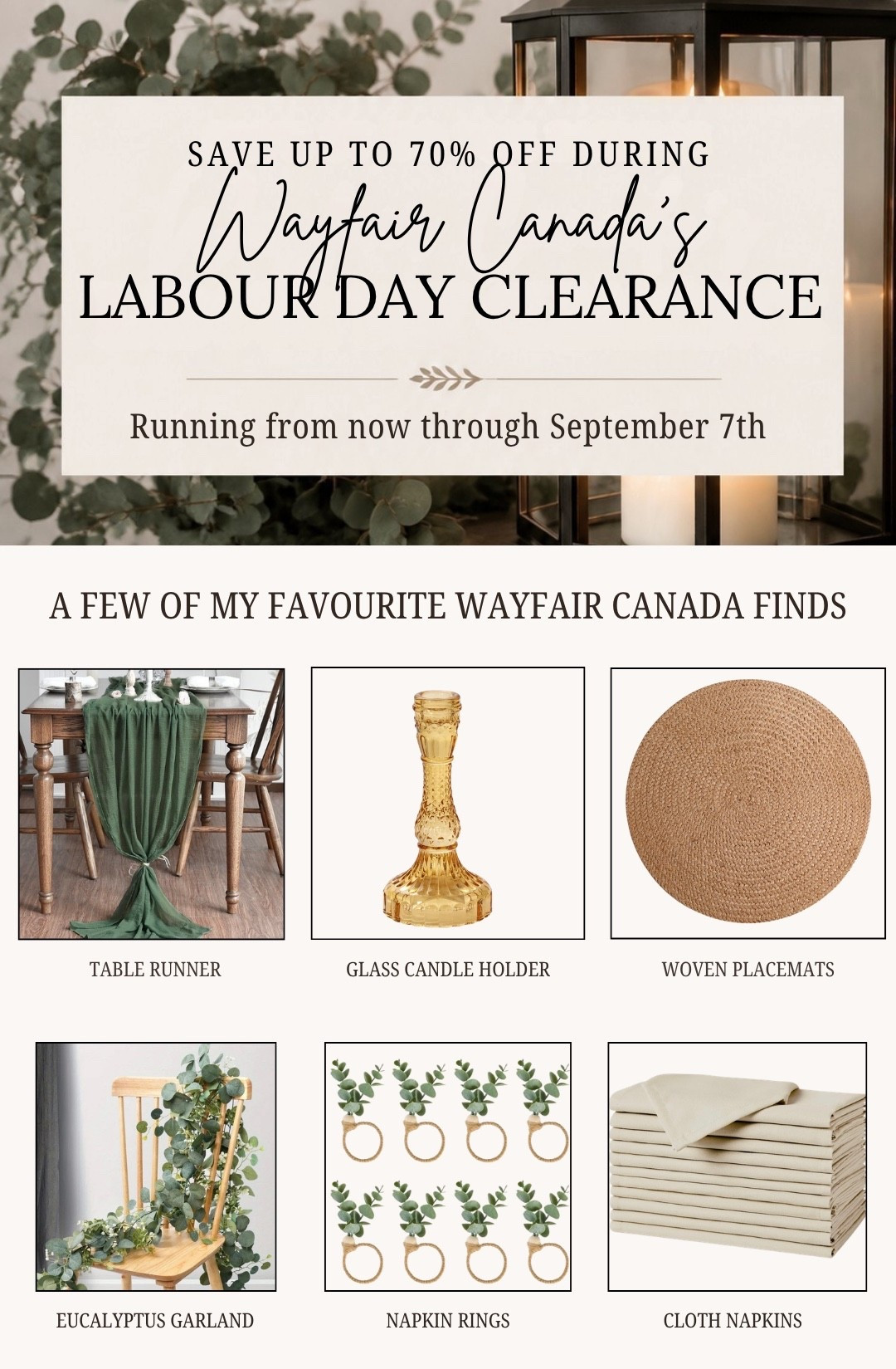 Wayfair Canada's Labour Day Clearance is here with savings of up to 70% off running from now through September 7th!

Shop table setting essentials for your next dinner party or grab a gift for the host and save!

#WayfairCAPartner
@wayfaircanada
#WayfairCAHome
#Thanksgiving
#tablesetting
#tablescape
#seasonaldecor
#labourdayclearance

#LTKcanada #LTKsale #LTKhome