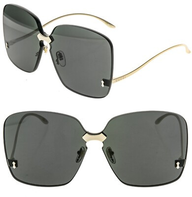 GUCCI 0352 Metal Gold Black Retro Rimless Chunky Sunglass GG0352S Authentic 001 | eBay | eBay US