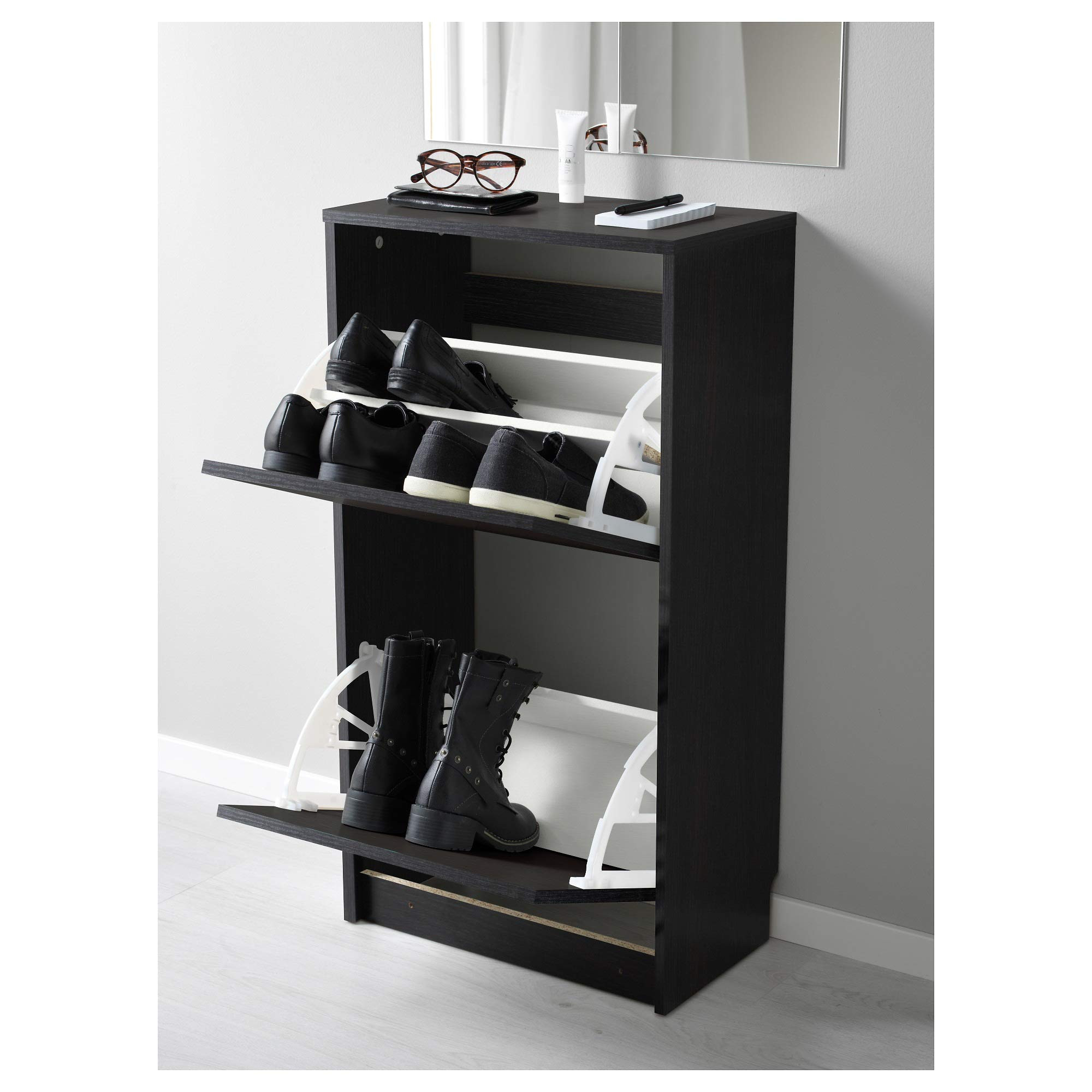 IKEA Bissa Shoe Cabinet With 2 Compartments, Black, Brown | Amazon (US)