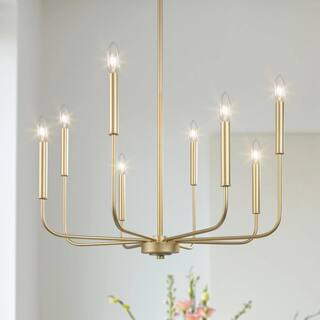 LNC Linear Gold Staggered Candlestick Island Chandelier, 8-Light Vintage Hanging Pendant Lamp for... | The Home Depot