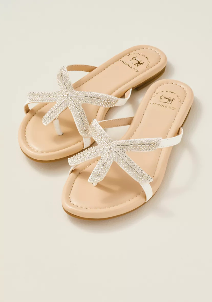 Sewing Down South x Crown & Ivy™ Sunchaser Beaded Starfish Thong Sandals | Belk