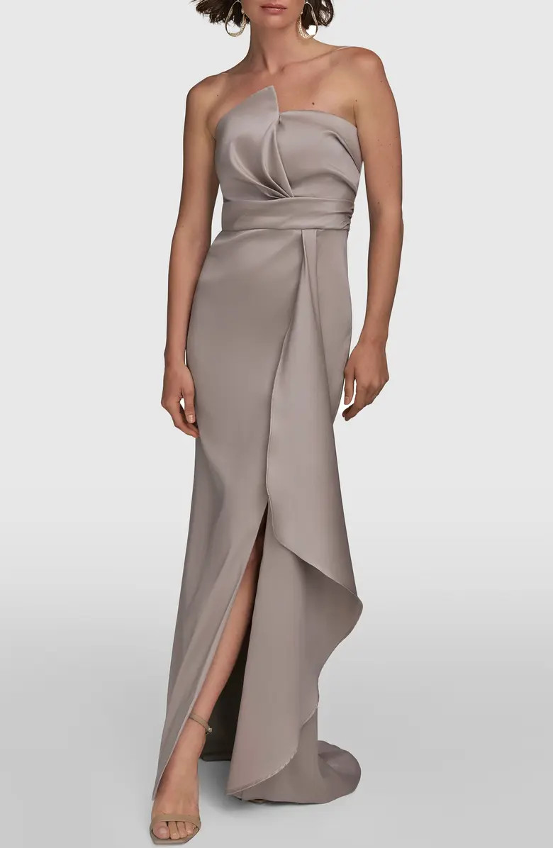 Asymmetric Strapless Satin Gown | Nordstrom