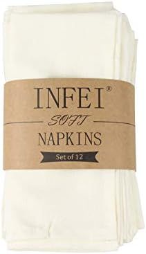 INFEI Soft Solid Color Linen Cotton Dinner Cloth Napkins - Set of 12 (40 x 40 cm) - for Events & ... | Amazon (US)