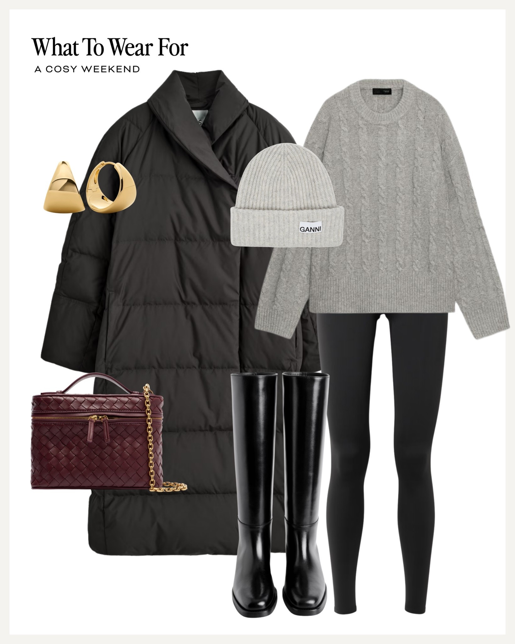 Cosy weekend outfit ideas 

Autumn winter / puffer coat / leggings / knee high boots / grey knit / burgundy bag 

#LTKuk #LTKautumn #LTKwinter