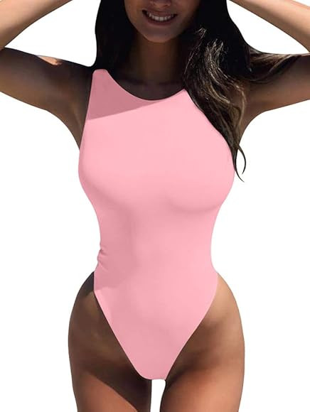 LCNBA Women's Sexy High Neck Sleeveless Bodysuit Basic Top Bodysuit Jumpsuit | Amazon (US)