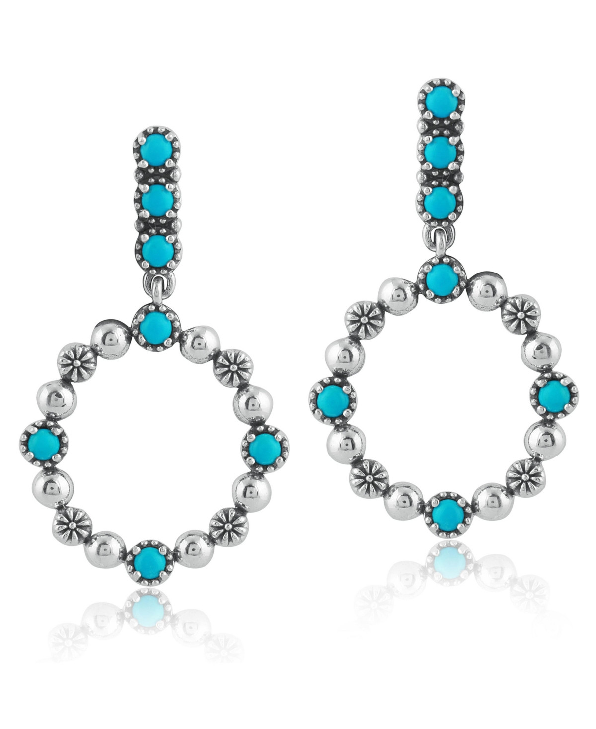 American West Jewelry Sterling Silver Sleeping Beauty Blue Turquoise Open Circle Hoop Earrings - Sleeping beauty turquoise | Macy's