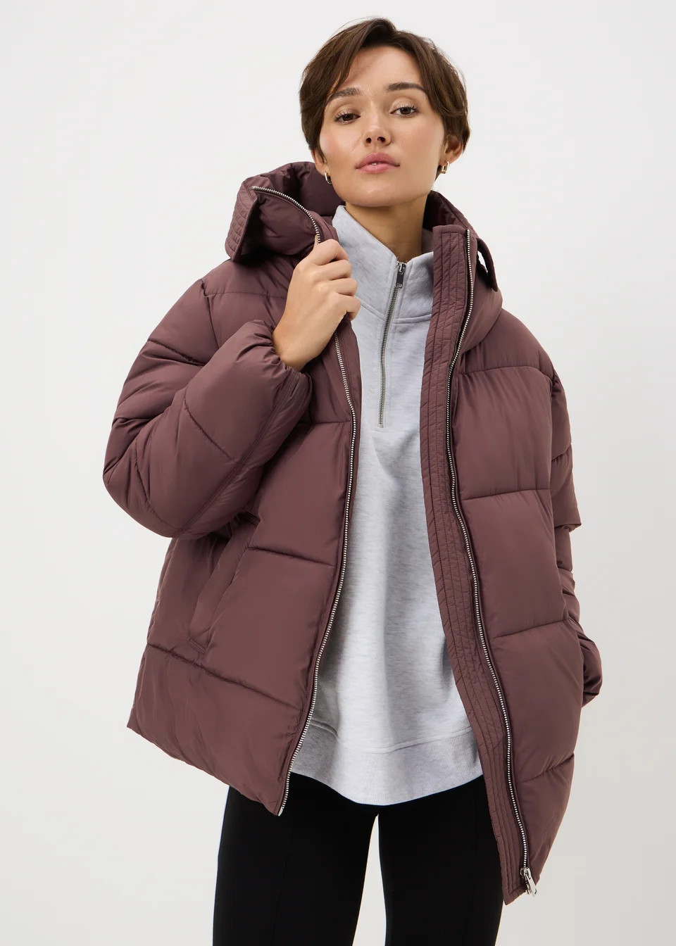 Burgundy Showerproof Padded Mid Length Coat | Matalan (UK)