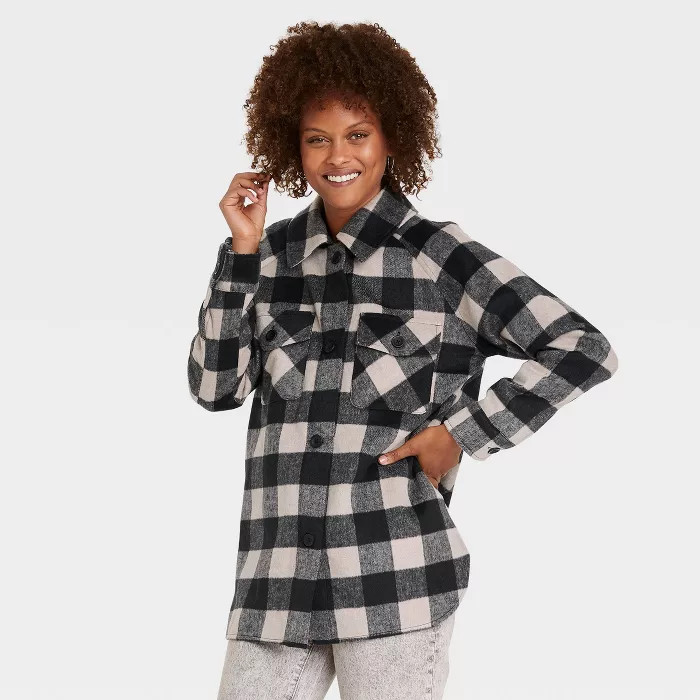 Women's Jacket - Knox Rose™ Black Plaid L | Target
