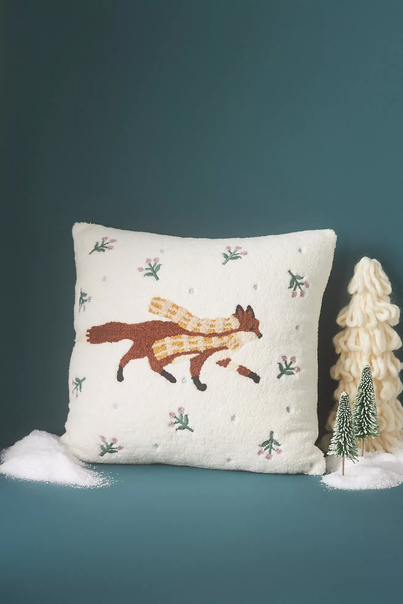Mila Embroidered Faux-Shearling Pillow | Anthropologie (US)