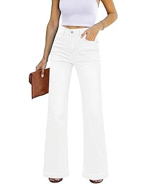 GRAPENT Womens Flare Jeans High Waisted Wide Leg Baggy Jean for Women Stretch Denim Pants | Amazon (US)