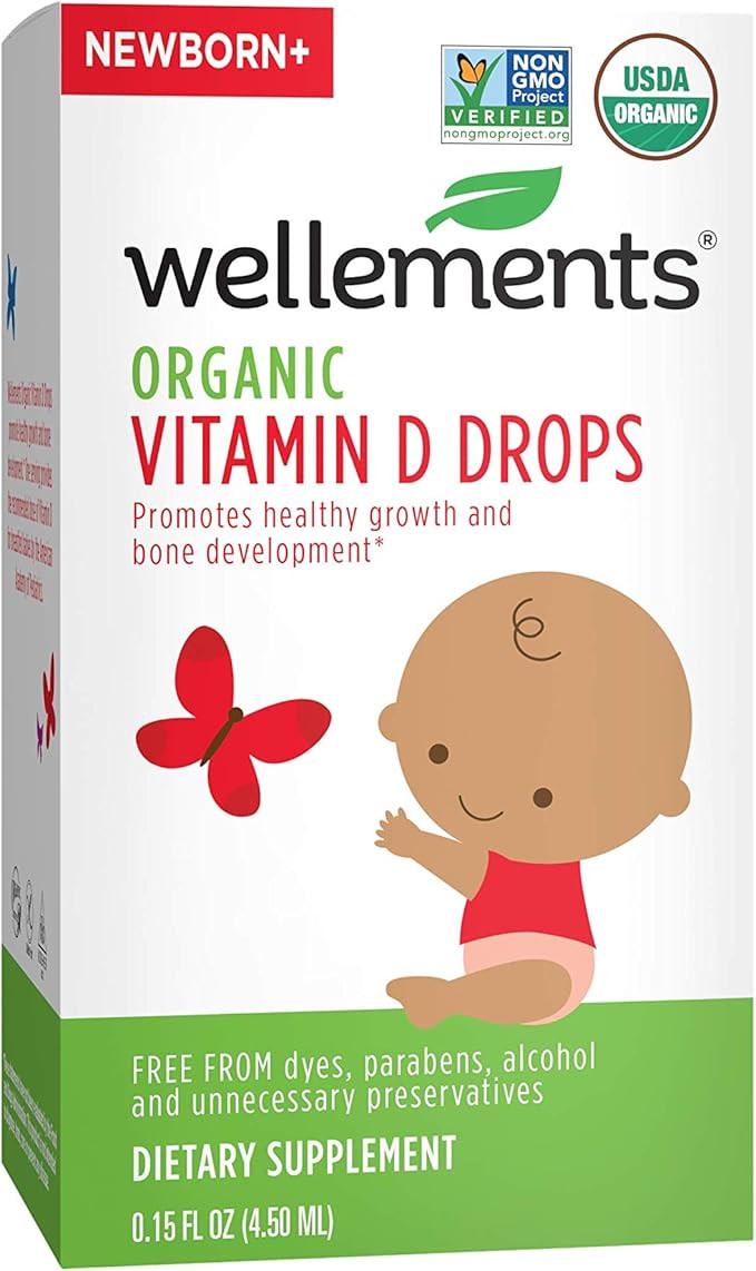 Wellements Organic Vitamin D Drops, 0.15 Fl Oz, Baby Liquid Vitamin Supplement for Infants and To... | Amazon (US)