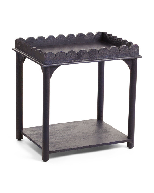 24.5in Scalloped Wood Rectangular Side Table | Furniture & Lighting | Marshalls | Marshalls