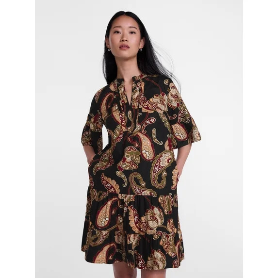 Scenario Women's and Women's Plus V Neck Mini Dress with Flutter Sleeves, Sizes XS-4X | Walmart (US)