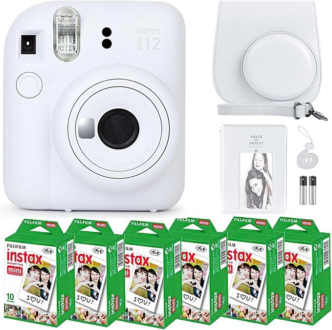 Fujifilm Instax Mini 12 Camera with Fujifilm Instant Mini Film (60 Sheets) Bundle with Deals Numb... | Amazon (US)