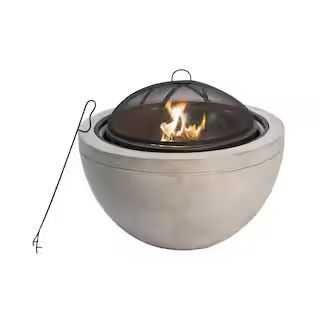 Teamson Home 30 in. x 22.83 in. Round Wood Burning Outdoor Concrete Fire Pit HR30180AA | The Home Depot