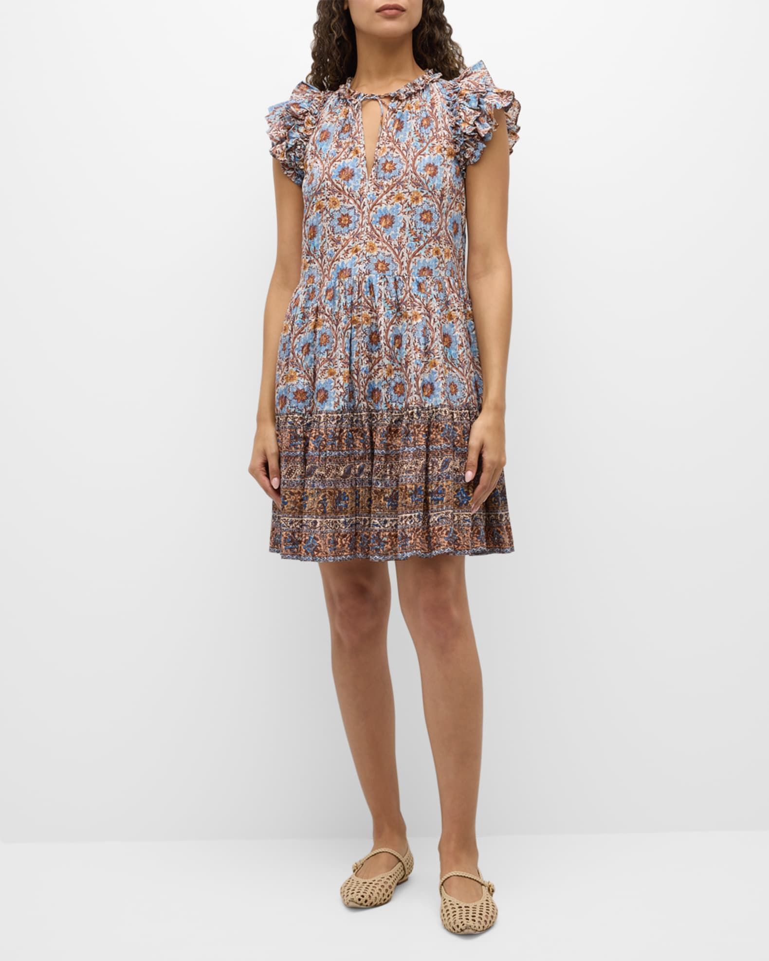 Coletta Flutter-Sleeve Mini Dress | Neiman Marcus