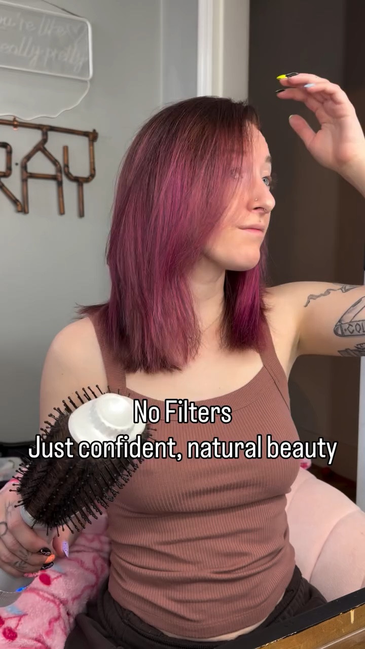 Confidence is something you have to choose everyday, work hard at, and practice!! It’s worth it though ❤️ it’s taken a lot of work and growth for me to finally feel confident enough to share my true, bare and flawed skin online. Obvi the pink hair isn’t “natural” but this is my hair clean and blow dried, simple. The old I get the more I realize that just being the true me is more beautiful than anything 🫶🏻

#beauty #natural #naturalbeauty #nomakeup #nofilter 

Makeup | Eyebrows | Tutorial | Motherhood | Follow | Foundation | Save for Later | Concealer | Tips | Skincare