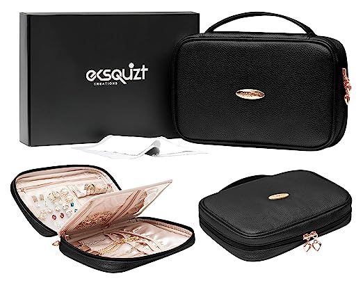 EKSQUIZT Creations Travel Jewelry Organizer Case for Rings Bracelets Earrings Tangle-Free Necklac... | Amazon (US)