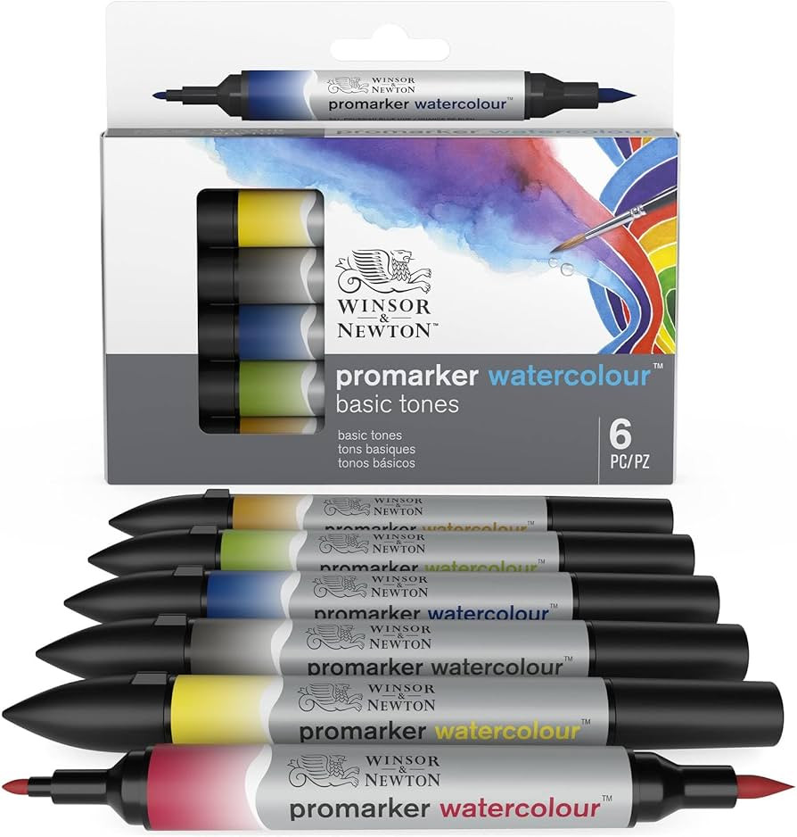 Winsor & Newton ProMarker Watercolor Marker Set, 6 Count, Basic Tones | Amazon (US)