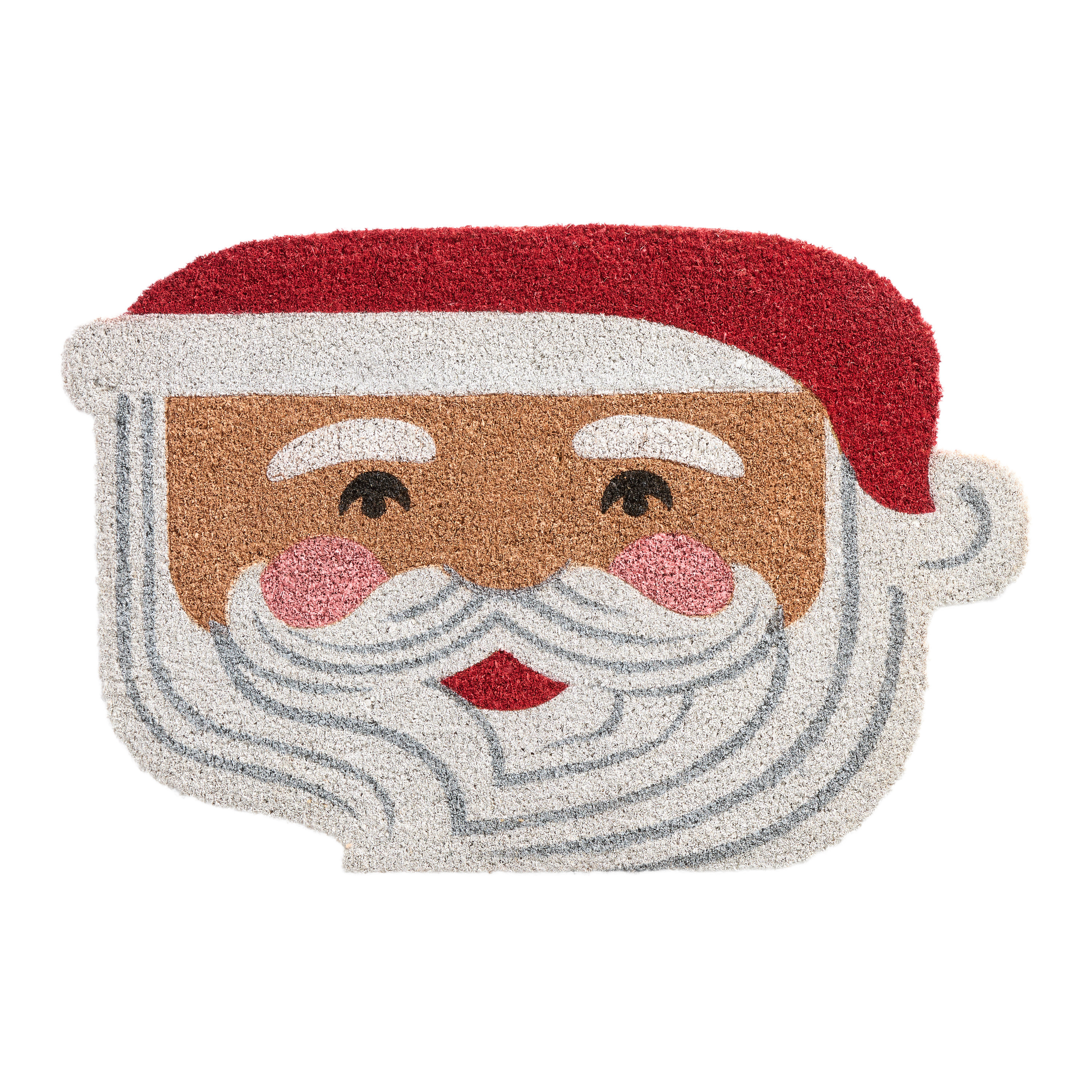 Red and White Santa Claus Face Coir Doormat | World Market