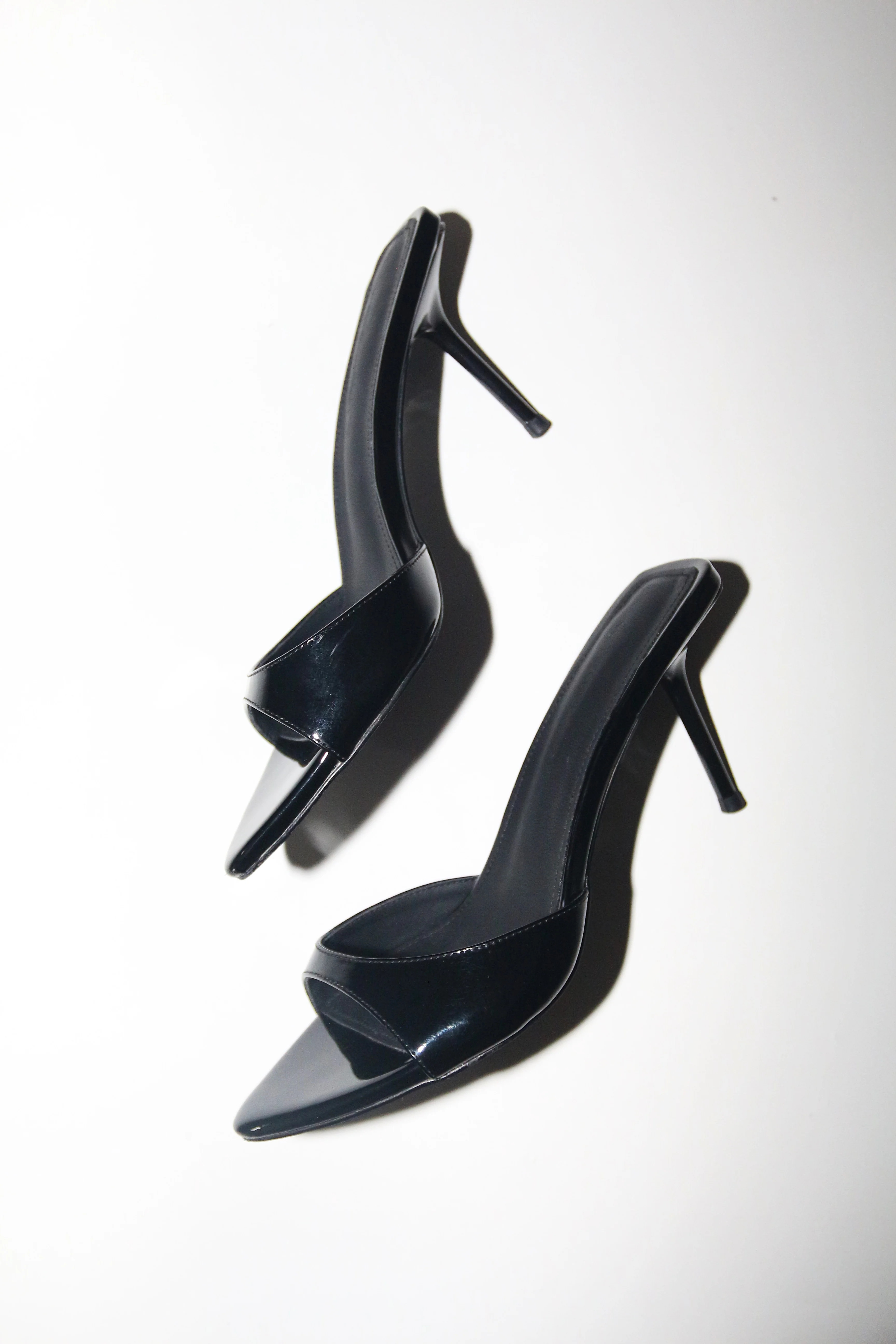 Zena Black Patent Vegan Mules 80 mm | CULT OF COQUETTE