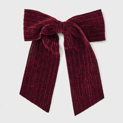 Ribbed Velvet Bow Hair Barrette - Universal Thread™ Wine | Target