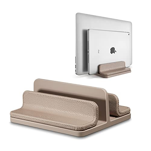 Leather Vertical Laptop Stand,Dual Laptop Holder Stand,Laptop Organizer with Adjustable Dock (18-... | Amazon (US)