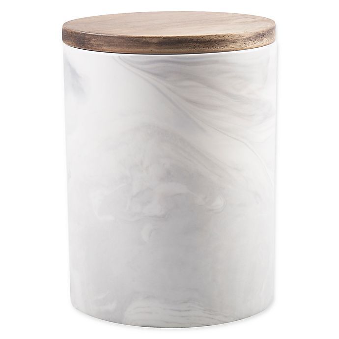 Artisanal Kitchen Supply® Coupe Marbleized 50 oz. Canister with Wood Lid in Grey | Bed Bath & Beyond