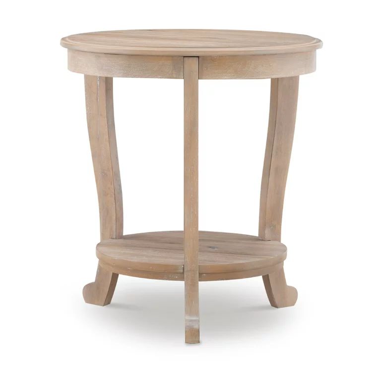 Powell Kendall Round Indoor Accent Side Table with Shelf, 24" Tall, Natural | Walmart (US)