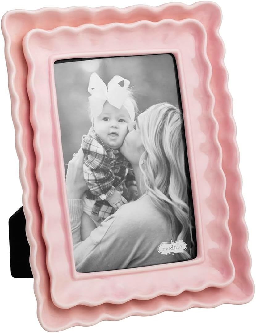 Mud Pie Rectangle Pink Scallop Wood Frame | Amazon (US)