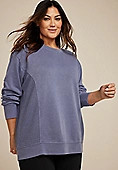 Plus Size Waffle Mix Crew Neck Tunic Sweatshirt | Maurices