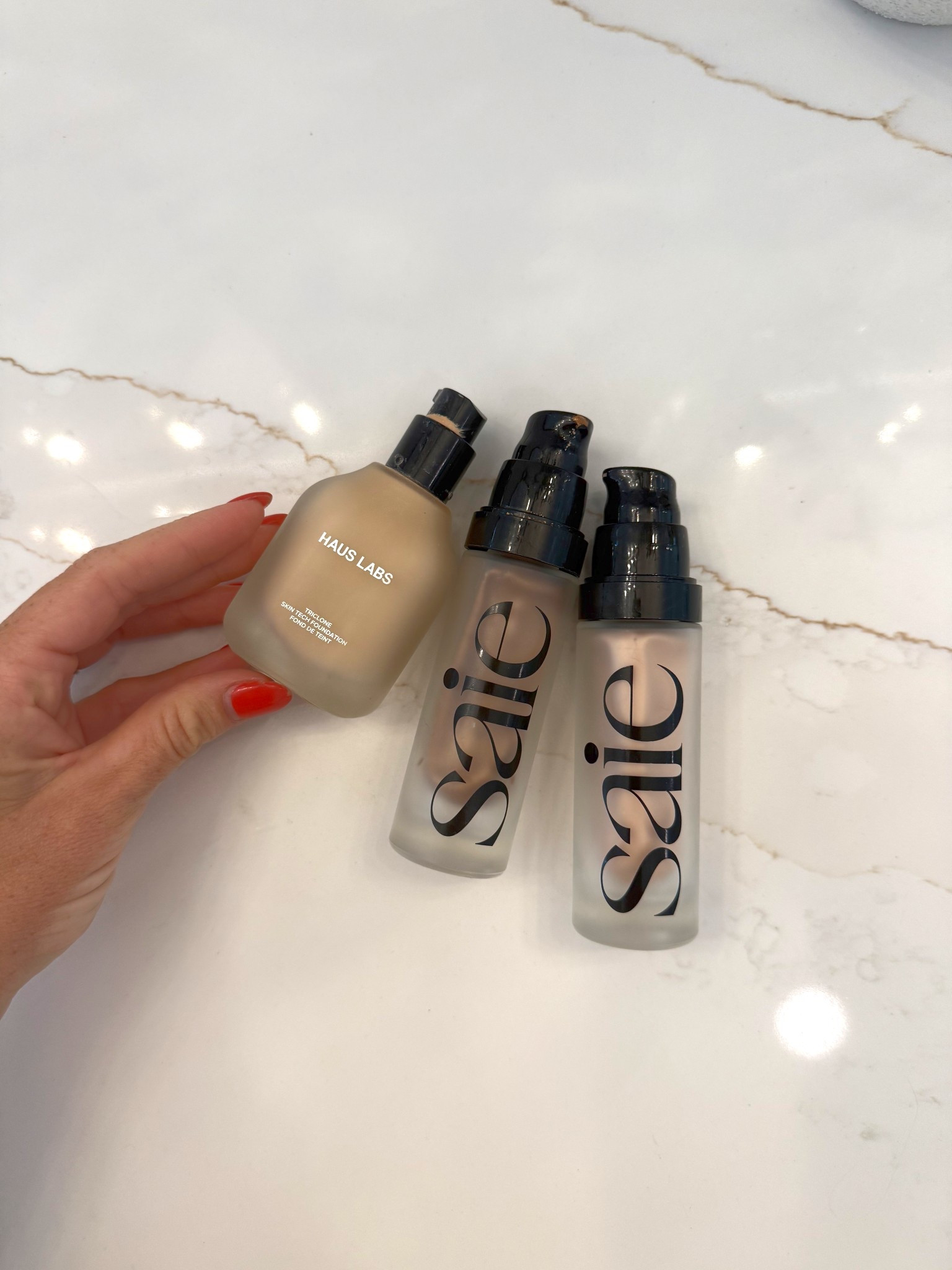 In order left to right: 
Shade 100
Warm glow
Sun glow 