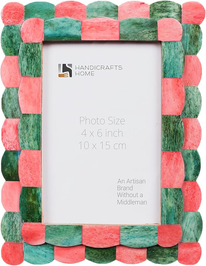 Handicrafts Home Photo Picture Frame - 4" x 6" Handmade Gift Photo Frames - Green & red | Amazon (US)