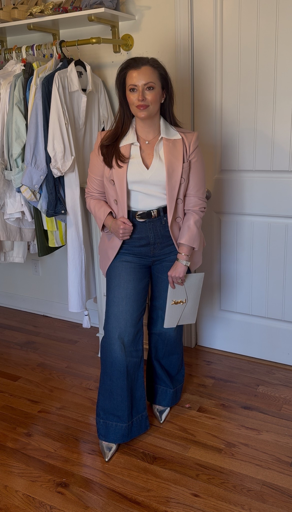 Women’s workwear outfit inspiration 
Veronica Beard blazer jacket
Pink blazer 
Trouser Jean 

#LTKSeasonal #LTKWorkwear #LTKPetite