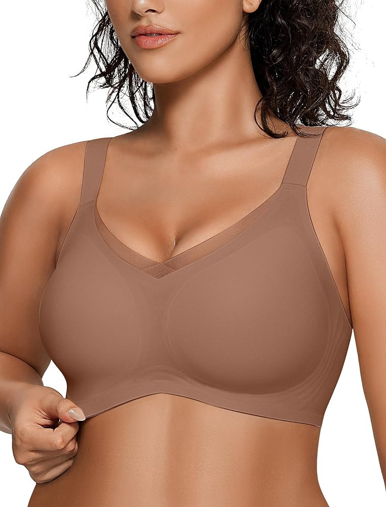 OEAK Womens Wireless Bras V Mesh Comfortable Bralette Supportive Tshirt Bra No Underwire Seamless... | Amazon (US)