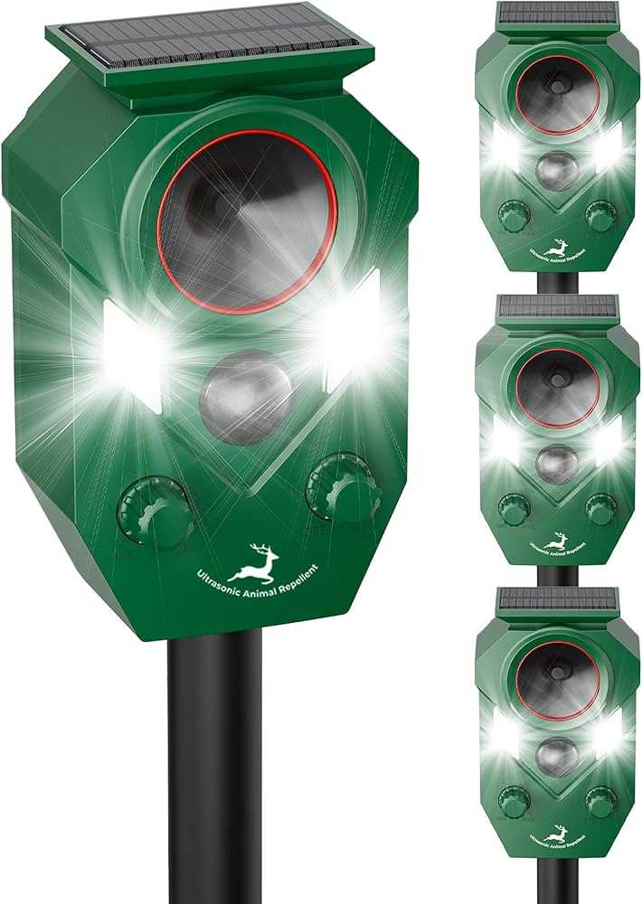 Solar Deer Repellent Devices Outdoor - Ultrasonic Animal Repellent with Motion Sensor & Strobe Li... | Amazon (US)