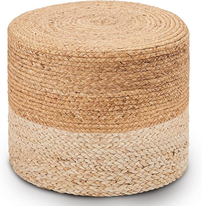 Wimarsbon 18'' Pouf Ottoman, Natural Braided Poof, Round Poufs, Rustic Handweave Lounge Pouffe, B... | Amazon (US)
