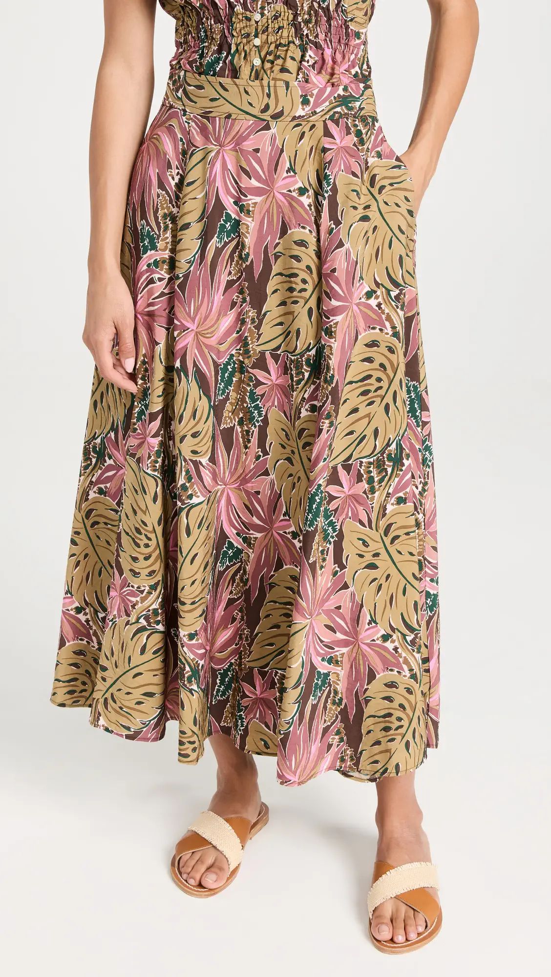 Madewell Crinkled Crepe Maxi Skirt in Brushstroke Monstera | Shopbop | Shopbop