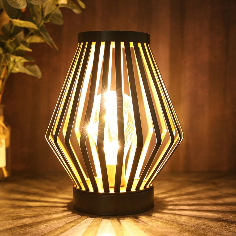 JHY DESIGN 8.7in Tall Metal Cage LED Lantern Battery Powered,Cordless Accent Light with LED Edsio... | Amazon (CA)