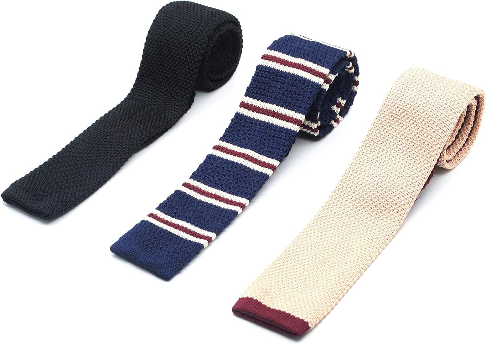 ZENXUS Knit Ties for Men, Wrinkle Proof, Machine Washable, 2.35 inch Skinny Ties, Flat-end Sock T... | Amazon (US)